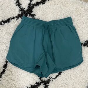 Women's Teal Elastic Waist Athletic Shorts with Drawstring